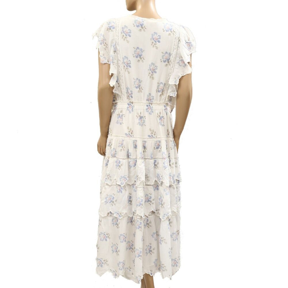LoveShackFancy Valina Fulter Sleeve Maxi Dress Floral Printed White XL 287131 - Picture 5 of 7